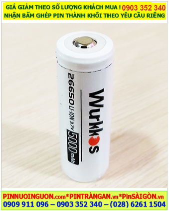 WƯKKOS 26650, Pin sạc Lithium Li-ion 3.7v WƯKKOS 26650 (5000mAh, 18Wh) chính hãng